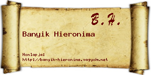 Banyik Hieronima névjegykártya